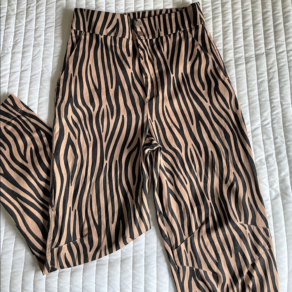 Zara Woman - Zebra Print Pants - Size X Small